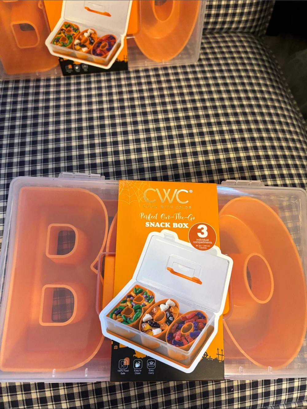 CWC Orange BOO 3-Compartment Snack Box - Portable Lunch Organizer